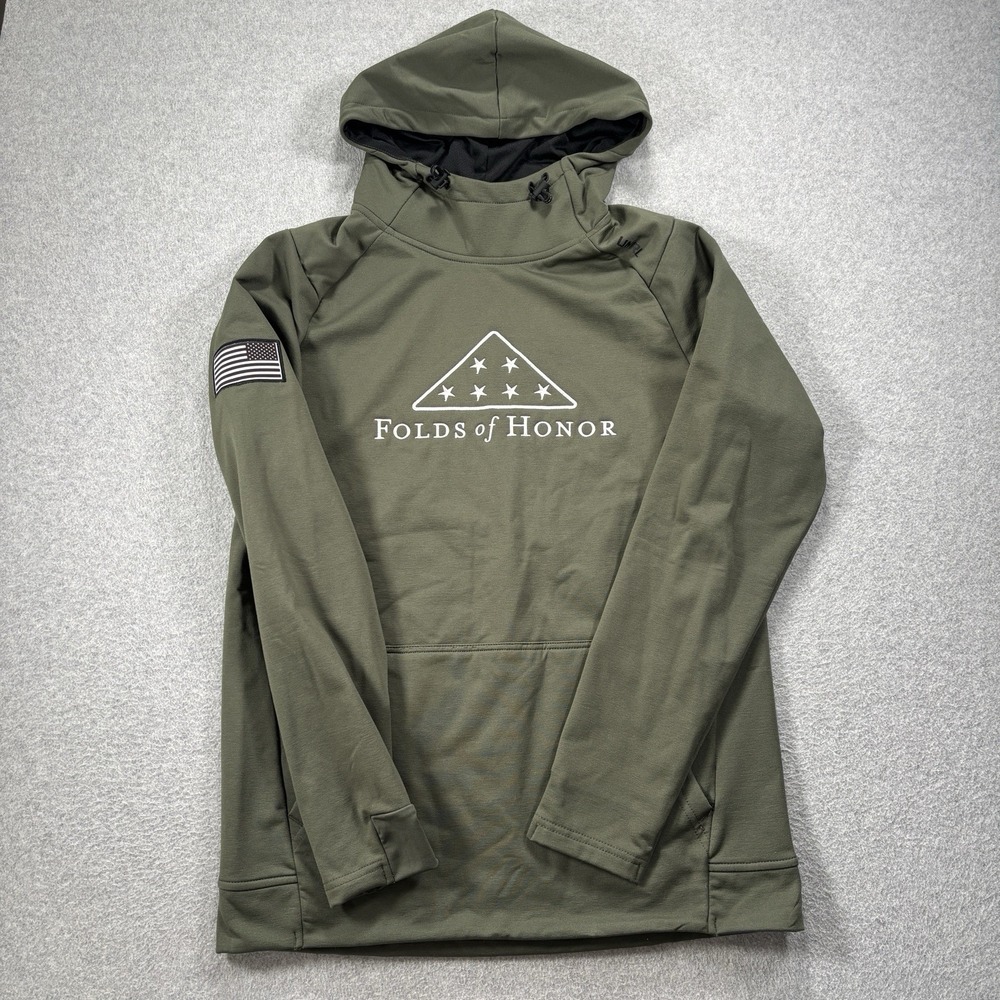 UNRL Folds Of Honor Hoodie Mens S Green Sweatshirt Limited Edition Performance